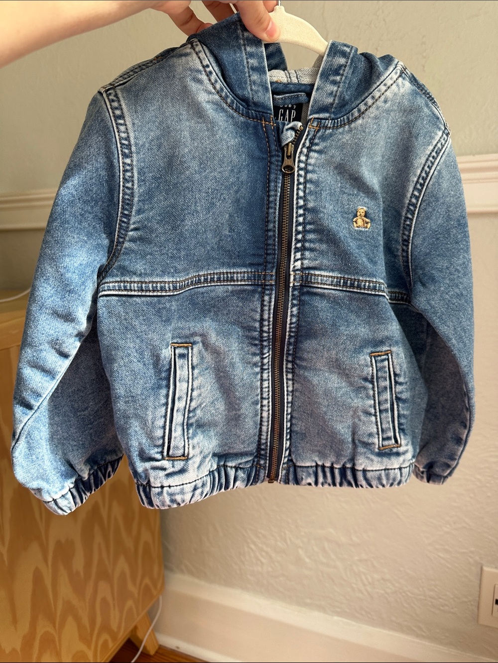 GAP Light Blue Denim Hooded Jacket for Kids